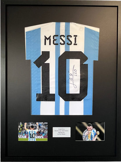 Lionel Messi Signed Argentina World Cup 2022 Framed Shirt